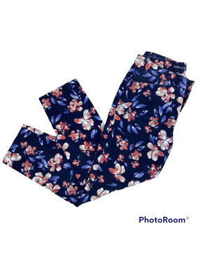 Khakis By Gap Women's Slim City Floral Print Crop Chino Pants Size 0 Blue Pink